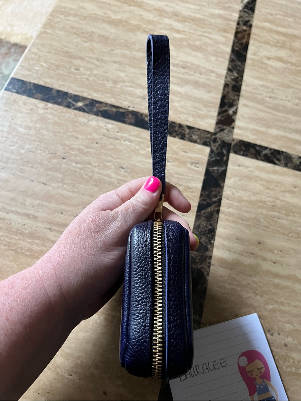 Portland leather COBALT SQUARE POUCH - Picture 6 of 6